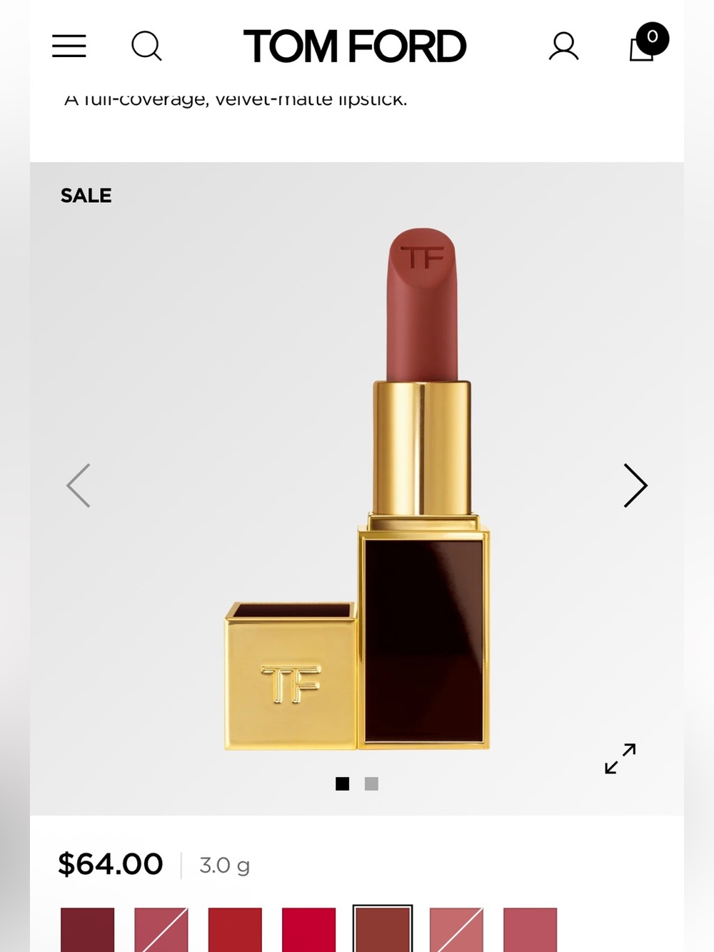 Tom Ford lipstick in Rosy Brown